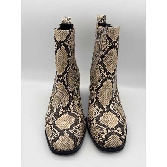 Women’s Nordstrom Size 8 Brown & Cream Snakeskin Ankle Boots - Picture 1 of 5